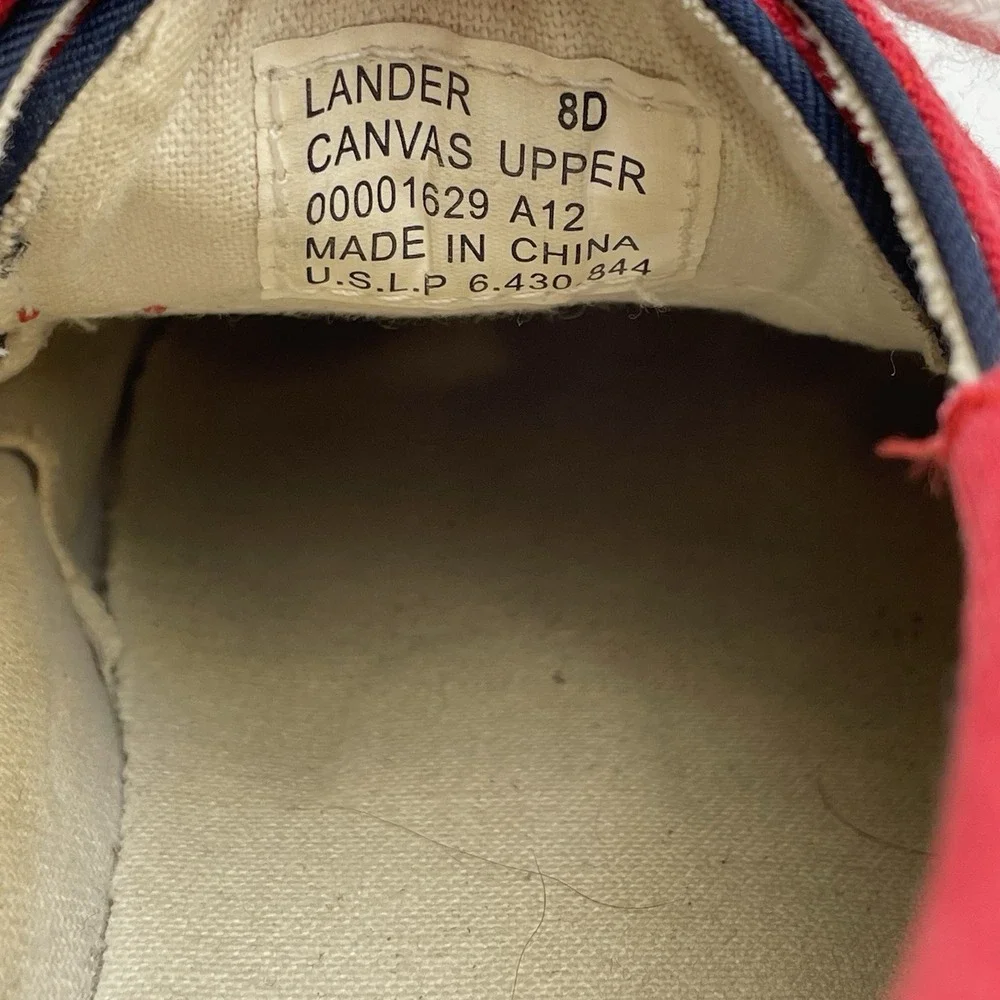Polo Ralph Lauren Red White & Blue Shoes Size 8 D‎ Canvas Sneakers Boat